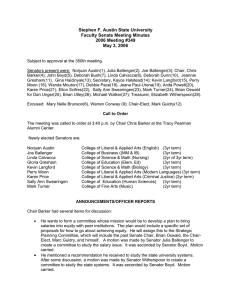 Stephen F. Austin State University Faculty Senate Meeting Minutes 2006 Meeting #349