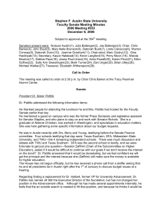 Stephen F. Austin State University Faculty Senate Meeting Minutes 2006 Meeting #353