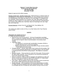 Stephen F. Austin State University Faculty Senate Meeting Minutes 2007 Meeting #362