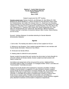 Stephen F.  Austin State University Faculty Senate Meeting Minutes Meeting #377