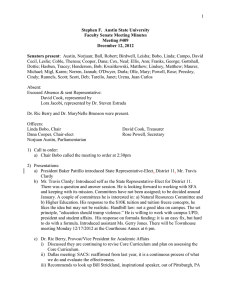 1  Stephen F.  Austin State University Faculty Senate Meeting Minutes