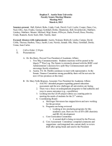 Stephen F.  Austin State University Faculty Senate Meeting Minutes Meeting #411