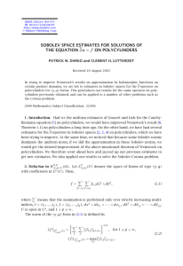 SOBOLEV SPACE ESTIMATES FOR SOLUTIONS OF THE EQUATION