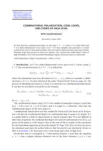 COMBINATORIAL POLARIZATION, CODE LOOPS, AND CODES OF HIGH LEVEL PETR VOJTˇECHOVSKÝ