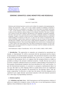 DEMONIC SEMANTICS: USING MONOTYPES AND RESIDUALS F. TCHIER