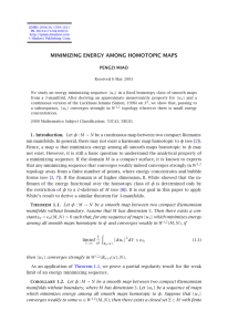 MINIMIZING ENERGY AMONG HOMOTOPIC MAPS PENGZI MIAO