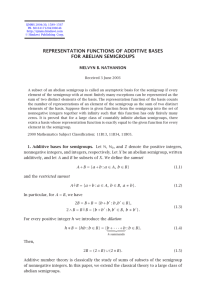 REPRESENTATION FUNCTIONS OF ADDITIVE BASES FOR ABELIAN SEMIGROUPS MELVYN B. NATHANSON