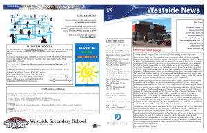 Westside News 04 Principal’s Message Important Dates