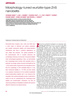 Morphology-tuned wurtzite-type ZnS nanobelts ARTICLES