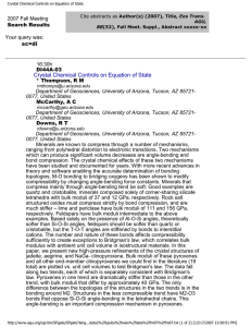 Crystal Chemical Controls on Equation of State Your query was: sc=di HR: