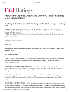 Fitch Affirms Stephen F. Austin State University, Texas' RFS Bonds