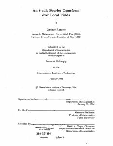 An  -adic  Fourier  Transform Lorenzo  Ramero