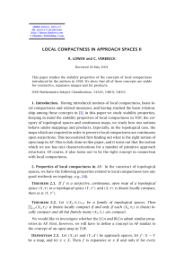 LOCAL COMPACTNESS IN APPROACH SPACES II R. LOWEN and C. VERBEECK