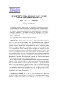NONLINEAR DYNAMICAL BOUNDARY-VALUE PROBLEM OF HYDROGEN THERMAL DESORPTION