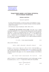 TRAJECTORIES UNDER A VECTORIAL POTENTIAL ON STATIONARY MANIFOLDS ROSSELLA BARTOLO
