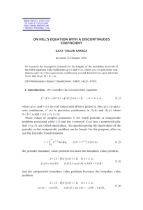 ON HILL’S EQUATION WITH A DISCONTINUOUS COEFFICIENT ILKAY YASLAN KARACA