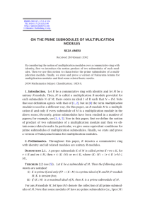 ON THE PRIME SUBMODULES OF MULTIPLICATION MODULES REZA AMERI