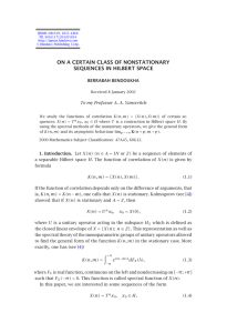 ON A CERTAIN CLASS OF NONSTATIONARY SEQUENCES IN HILBERT SPACE BERRABAH BENDOUKHA