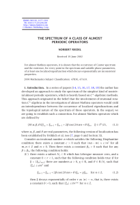 THE SPECTRUM OF A CLASS OF ALMOST PERIODIC OPERATORS NORBERT RIEDEL