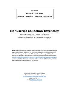 Manuscript Collection Inventory Maynard J. Brichford Political Ephemera Collection, 1953-2012