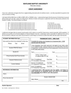 WAYLAND BAPTIST UNIVERSITY CREDIT AGREEMENT Plainview Campus