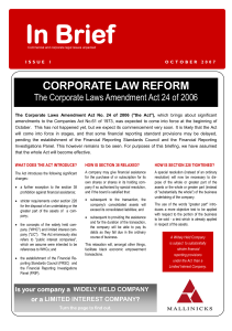 In Brief CORPORATE LAW REFORM