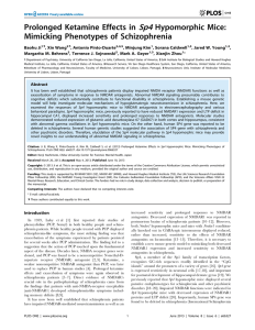 Sp4 Prolonged Ketamine Effects in Hypomorphic Mice: Mimicking Phenotypes of Schizophrenia