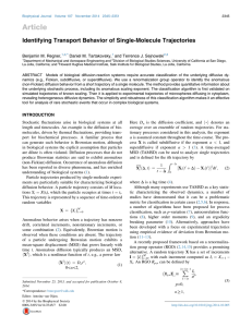 Article Identifying Transport Behavior of Single-Molecule Trajectories Benjamin M. Regner, Daniel M. Tartakovsky,