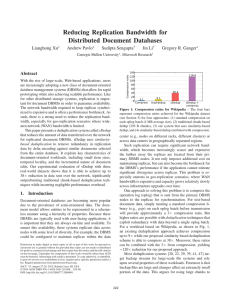 Reducing Replication Bandwidth for Distributed Document Databases Lianghong Xu Andrew Pavlo