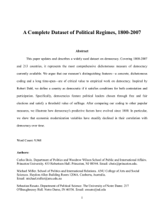 A Complete Dataset of Political Regimes, 1800-2007 Abstract