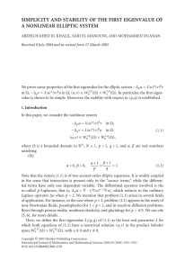 SIMPLICITY AND STABILITY OF THE FIRST EIGENVALUE OF