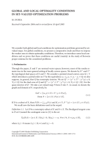 GLOBAL AND LOCAL OPTIMALITY CONDITIONS IN SET-VALUED OPTIMIZATION PROBLEMS