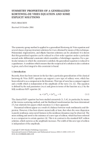 SYMMETRY PROPERTIES OF A GENERALIZED KORTEWEG-DE VRIES EQUATION AND SOME EXPLICIT SOLUTIONS