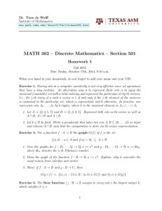 MATH 302 – Discrete Mathematics – Section 501 Homework 5