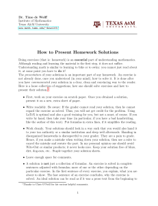 How to Present Homework Solutions