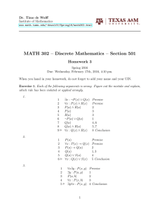 MATH 302 – Discrete Mathematics – Section 501 Homework 3
