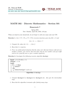 MATH 302 – Discrete Mathematics – Section 501 Homework 7