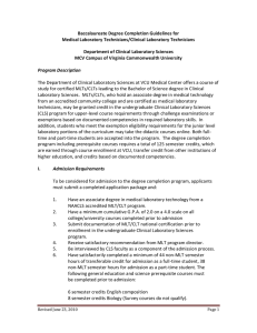 Baccalaureate Degree Completion Guidelines for Medical Laboratory Technicians/Clinical Laboratory Technicians