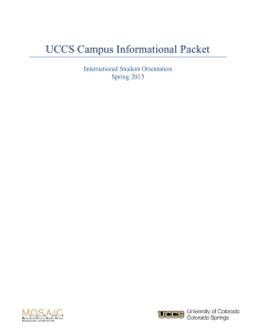 UCCS Campus Informational Packet International Student Orientation Spring 2015