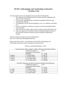 SFASU Anthropology and Archaeology Laboratory Curation Costs