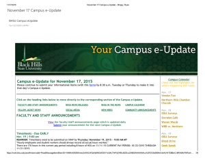 November 17 Campus e‐Update Campus e‐Update for November 17, 2015