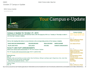 October 27 Campus e‐Update Campus e‐Update for October 27, 2015