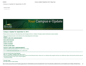 Campus e‐Update for September 8, 2015 9/16/2015 Campus e­Update for September 8, 2015 ­ Shippy, Ryan Holman, Sheryl