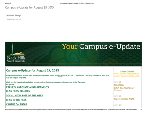 Campus e‐Update for August 25, 2015 Holman, Sheryl what’s happening this week: