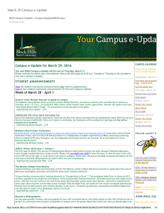 March 29 Campus e‐Update Campus e‐Update for March 29, 2016