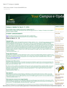 March 17 Campus e‐Update Campus e‐Update for March 17, 2016