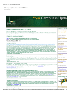 March 15 Campus e‐Update Campus e‐Update for March 15, 2016