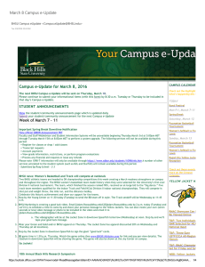 March 8 Campus e‐Update Campus e‐Update for March 8, 2016