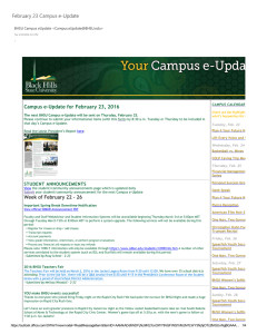 February 23 Campus e‐Update Campus e‐Update for February 23, 2016
