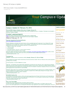 February 18 Campus e‐Update Campus e‐Update for February 18, 2016